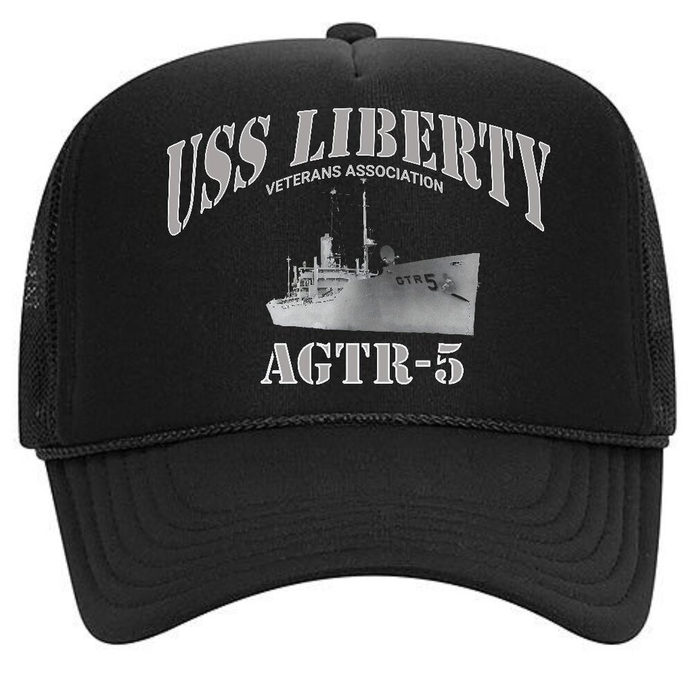 USS Liberty AGTR-5 U.S. Navy foam trucker mesh snapback hat black